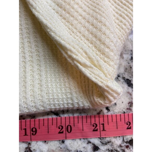 Eddie Bauer Womens Top Small Cream Waffle Knit Long Sleeve Pullover Cabincore - Picture 7 of 9